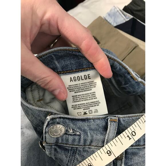 Agolde Nico high rise slim jeans lighter wash with raw hems women’s size 25 - Picture 4 of 9